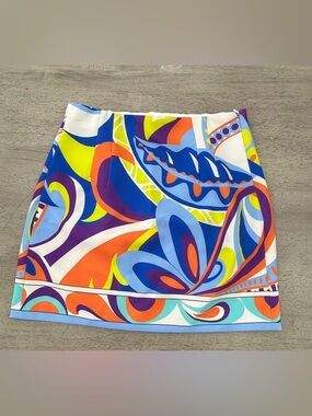 ZARA Abstract Geometric Print Mini Skirt High Waist Retro Colorful Vibrant SizeM